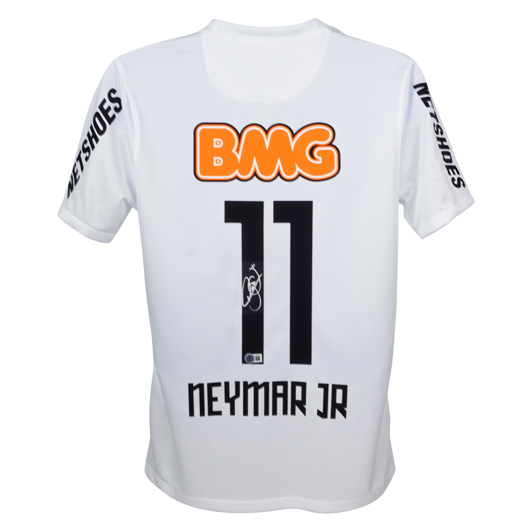Neymar Jr Signed Santos FC Home Soccer Jersey #11 with Beckett COA